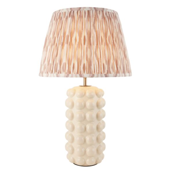 Endon Lighting - Bobble & Ikat 35cm - 116393 - White Crackle Aged Brass Neutral Ceramic Table Lamp With Shade