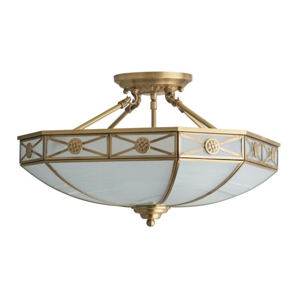 Interiors 1900 - Bannerman - SN04P50 - Antique Brass Frosted Glass 4 Light Flush Ceiling Light