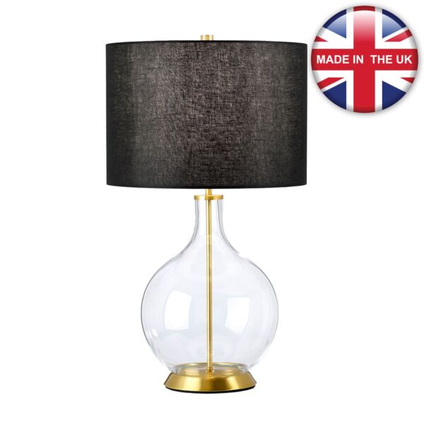 Elstead Lighting - Orb - ORB-CLEAR-AB-BLK - Aged Brass Clear Glass Black Table Lamp With Shade