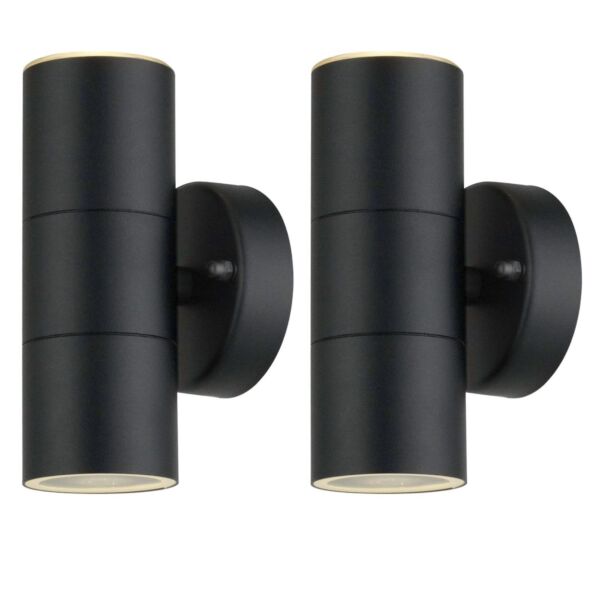 Set of 2 Blaze - Black Outdoor Up Down Wall Lights