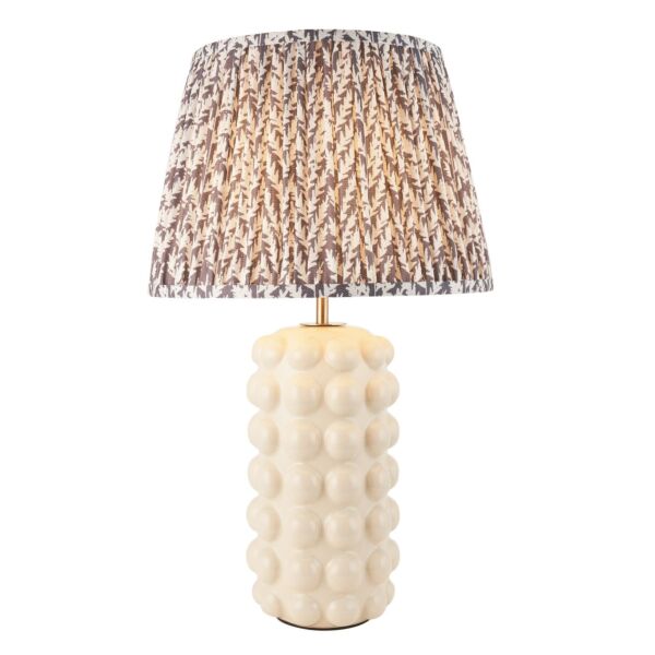 Endon Lighting - Bobble & Leaf 35cm - 116382 - White Crackle Aged Brass Grey Ceramic Table Lamp With Shade