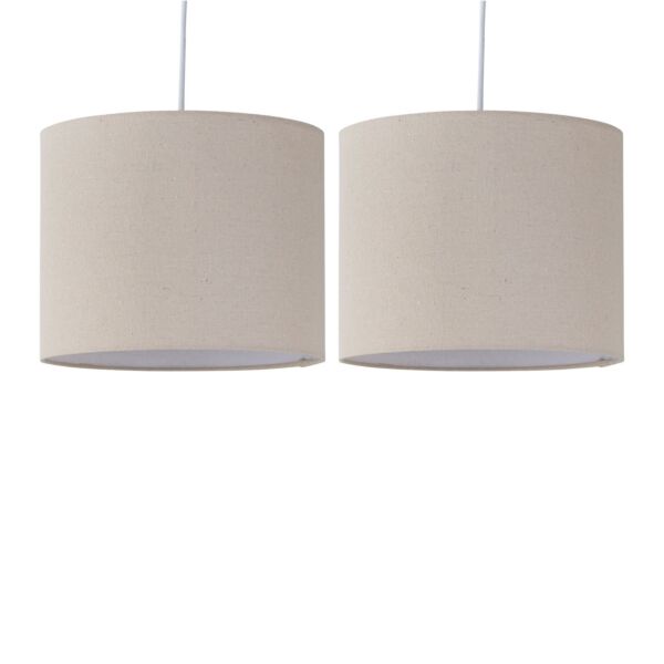 Set of 2 Natural Linen 25cm Pendant Lightshades