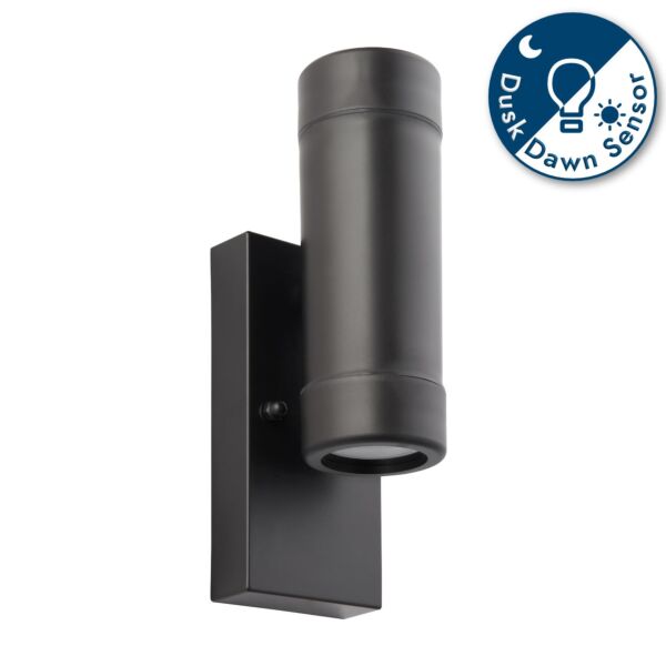 Saxby Lighting - Icarus photocell - 81015 - Black Clear 2 Light IP44 Outdoor Sensor Wall Light