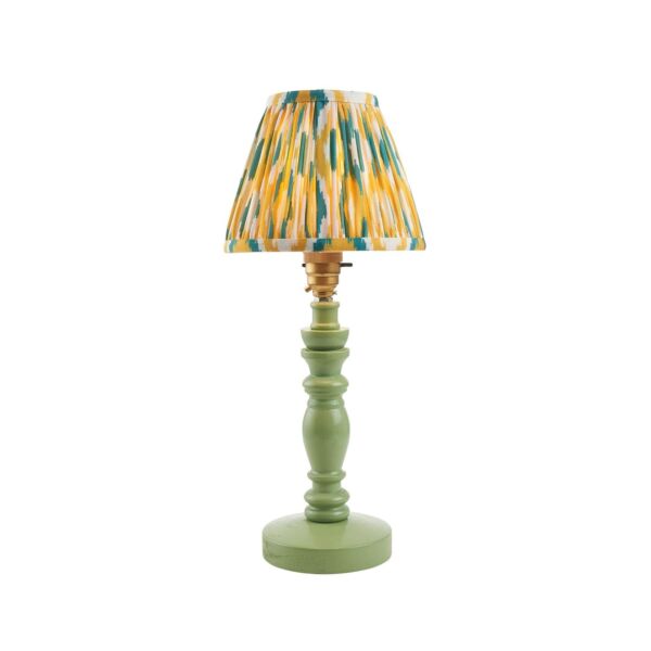 Endon Lighting - Bibury & Ikat 16cm - 115882 - Green Aged Brass Yellow Jade Table Lamp With Shade