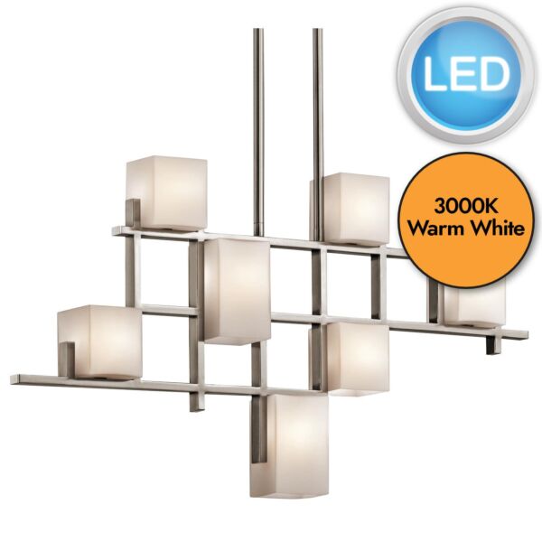 Kichler Lighting - City Lights - KL-CITY-LIGHTS7B - LED Pewter Opal Glass 7 Light Ceiling Pendant Light