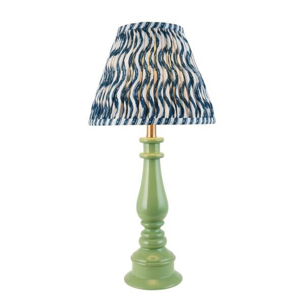 Endon Lighting - Myrtle & Ripple 25cm - 116332 - Green Warm Brass Blue Table Lamp With Shade