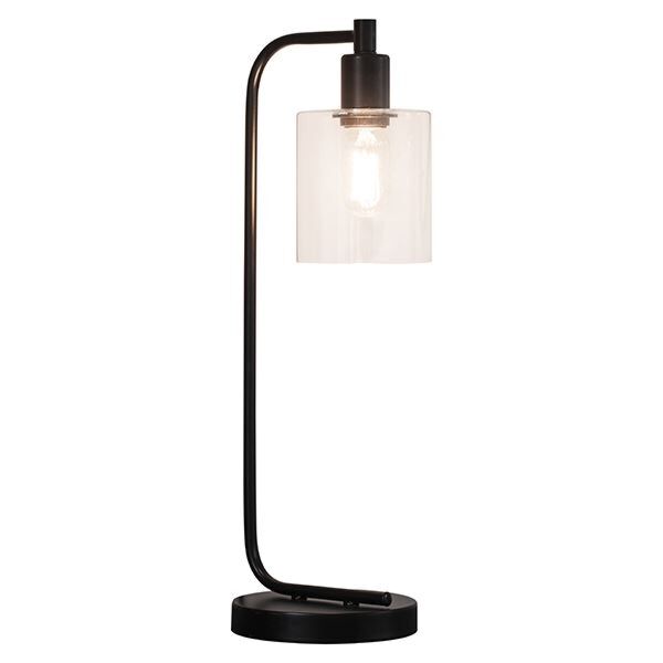 Endon Lighting - Toledo - 95457 - Black Clear Glass Table Lamp