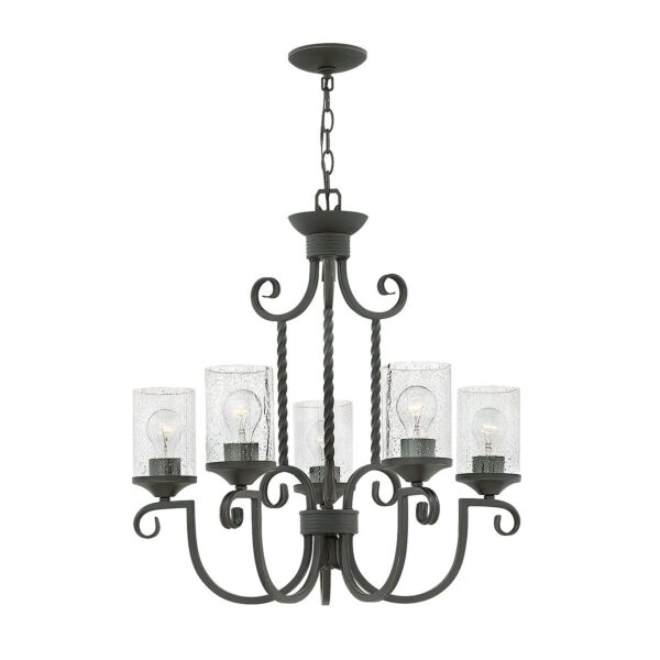 Hinkley Lighting - Casa - HK-CASA5 - Black Clear Seeded Glass 5 Light Chandelier