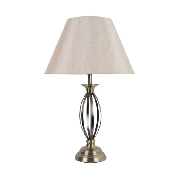 Cigar - Antique Brass 55cm Table Lamp with Off White Fabric Shade