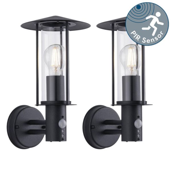 Set of 2 Treviso - Black Motion Sensor Outdoor Security Lights