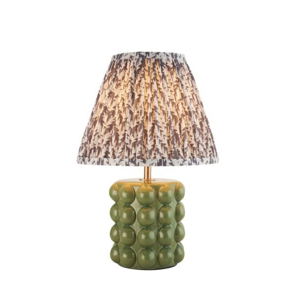 Endon Lighting - Bobble & Leaf 25cm - 116291 - Olive Green Aged Brass Grey Ceramic Table Lamp With Shade