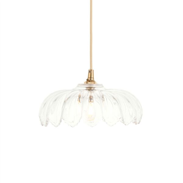 Endon Lighting - Eltham - 121005 - Aged Brass Natural Twisted Clear Glass Ceiling Pendant Light