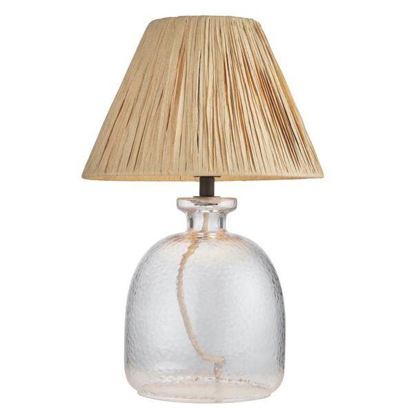 Endon Lighting - Lyra - 106277 - Clear Textured Glass Natural Raffia Table Lamp With Shade