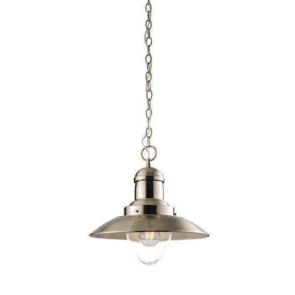 Endon Lighting - Mendip - 60799 - Satin Nickel Clear Glass Ceiling Pendant Light