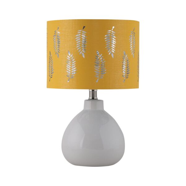 Tuscan - White Ceramic Lamp with Ochre Fern Shade