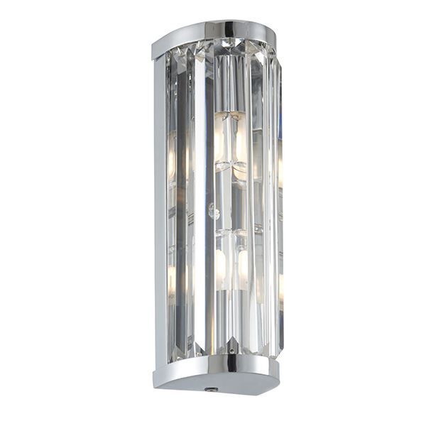 Endon Lighting - Shimmer - 91820 - Chrome Clear Crystal Glass 2 Light IP44 Bathroom Wall Light