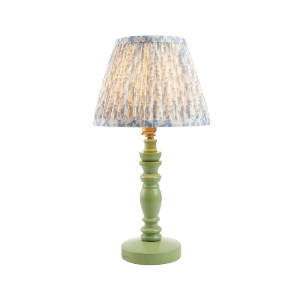 Endon Lighting - Bibury & Leaf 20cm - 115938 - Green Aged Brass Blue Table Lamp With Shade