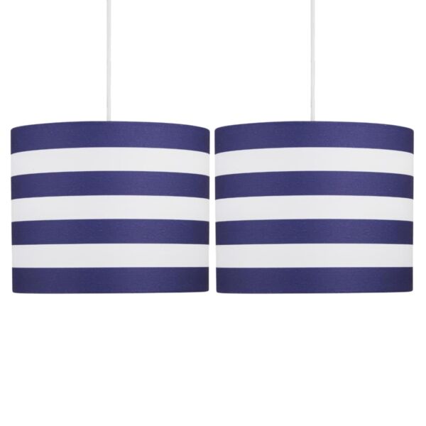 Set of 2 Navy Stripes 25cm Light Shades