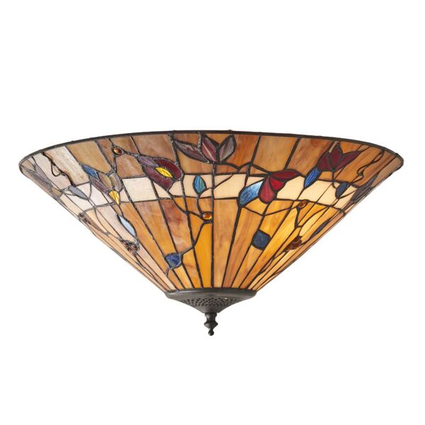 Interiors 1900 - Bernwood - 63948 - Dark Bronze Tiffany Glass 2 Light Flush Ceiling Light