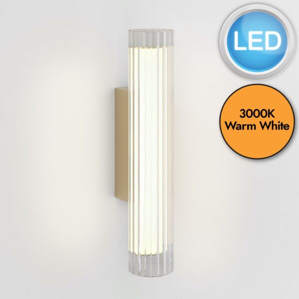 Astro Lighting - io - 1409057 - LED Gold Clear Ribbed Glass IP44 Bathroom Strip Wall Light