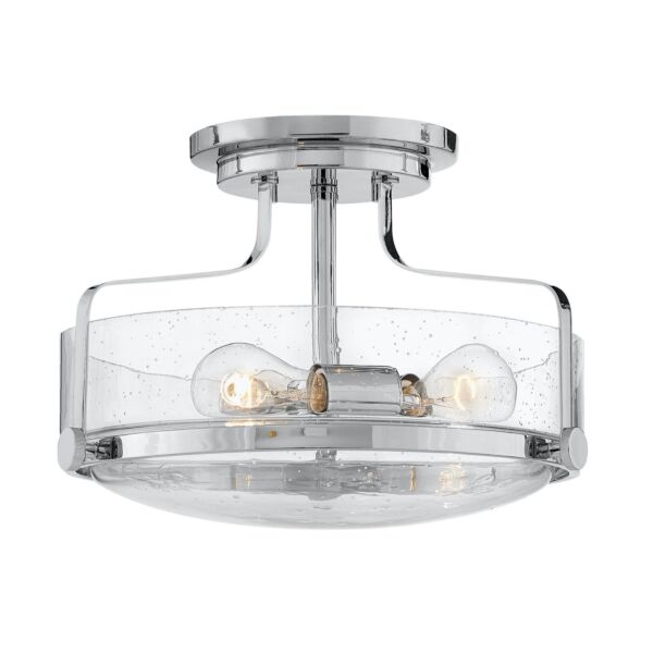 Hinkley Lighting - Harper - HK-HARPER-SFS-CM-CS - Chrome Clear Seeded Glass 3 Light Flush Ceiling Light