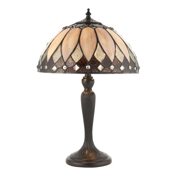 Interiors 1900 - Brooklyn - 70366 - Dark Bronze Tiffany Glass 2 Light Table Lamp