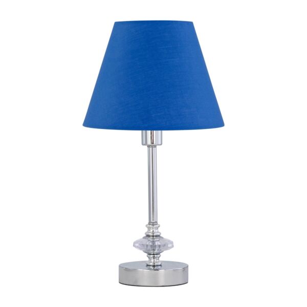 Chrome Jewelled Table Lamp with Royal Blue Shade