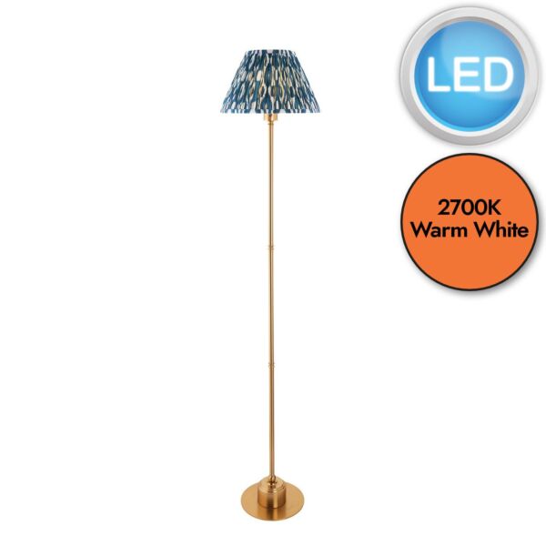 Endon Lighting - Burley Rechargeable & Ikat 30cm - 114790 - LED Aged Brass Blue Touch Floor Lamp