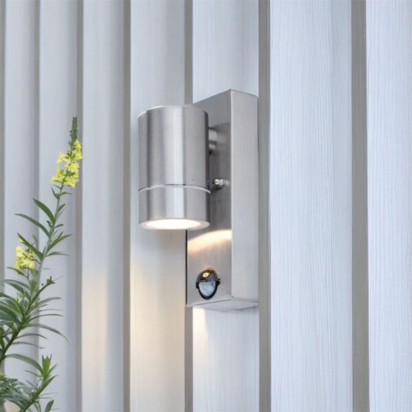 Rado - Stainless Steel IP44 Outdoor Motion Sensor Down GU10 Wall Light