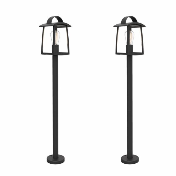 Set of 2 Kelsey - 40W Black Clear Glass IP44 Outdoor Post Lights