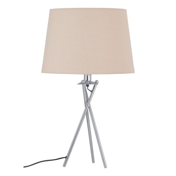 Tripod Table Lamp with Natural Cotton Fabric Shade