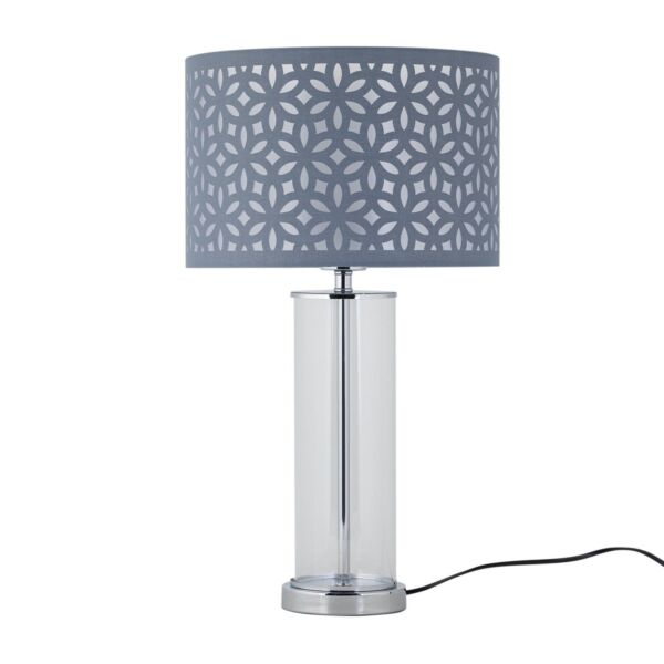 Aura - Chrome Table Lamp with Grey Cut Out Shade