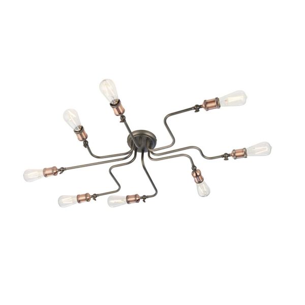 Endon Lighting - Hal - 81610 - Aged Copper Antique Pewter 8 Light Flush Ceiling Light