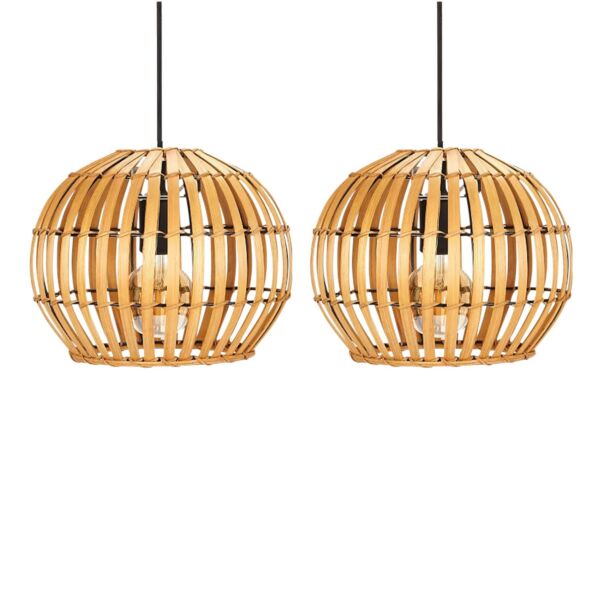 Set of 2 Lorisa - Bamboo Natural Pendant Lightshades