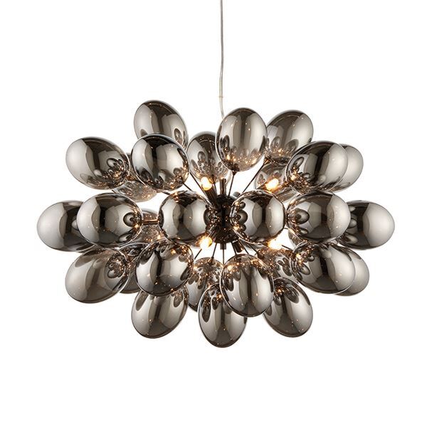 Endon Lighting - Infinity - 80124 - Black Chrome Smoke Glass 8 Light Ceiling Pendant Light