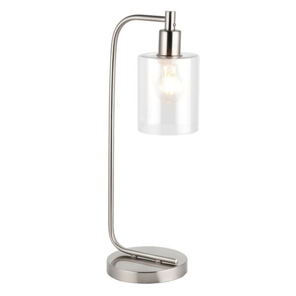 Endon Lighting - Toledo - 90558 - Brushed Nickel Clear Glass Table Lamp