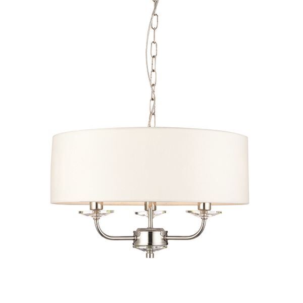 Endon Lighting - Nixon - 60129 - Nickel Vintage White 3 Light Ceiling Pendant Light