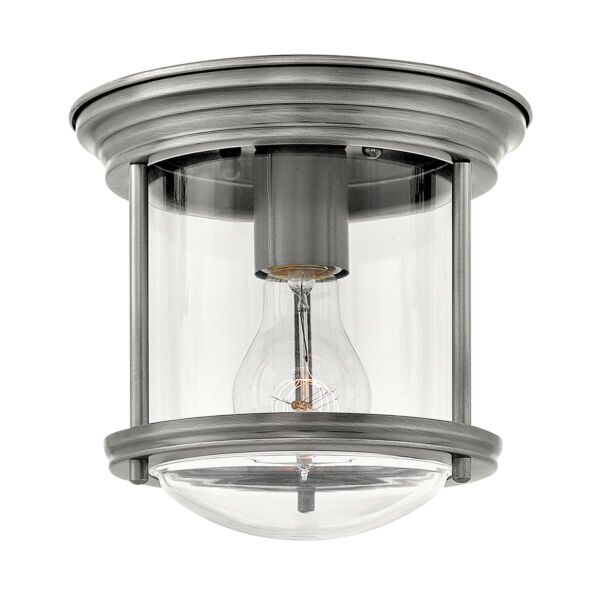 Quintiesse - QN-HADRIAN-MINI-F-AN-CLEAR - Hadrian 1 Light Flush Mount - Clear Glass - Antique Nickel