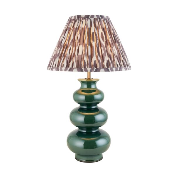 Endon Lighting - Monroe & Ikat 30cm - 116477 - Green Aged Brass Grey Ceramic Table Lamp With Shade