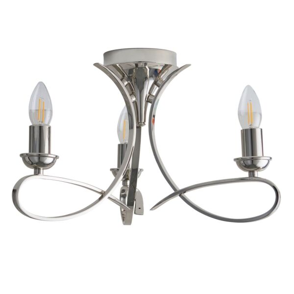 Interiors 1900 - Penn - CA7P3N - Nickel 3 Light Flush Ceiling Light