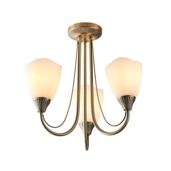 Endon Lighting - Haughton - 601-3AN - Antique Brass Opal Glass 3 Light Flush Ceiling Light