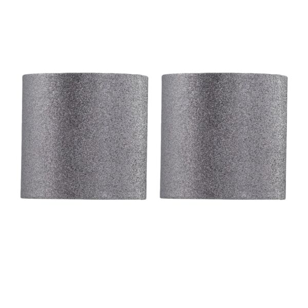 Set of 2 Silvery Grey Glitter 15cm Table Lamp Shades