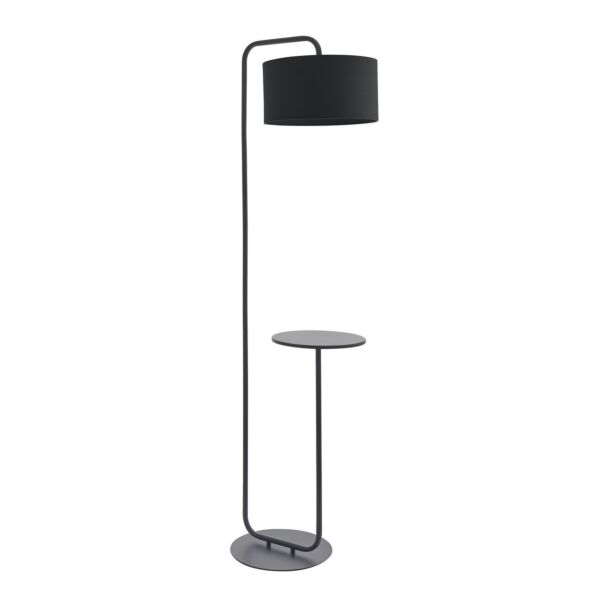 Cliveden - Satin Black Floor Lamp with Table