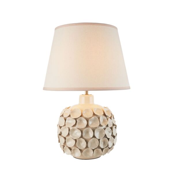 Endon Lighting - Borello & Ivy 35cm - 116399 - Cream Crackle Aged Brass Vintage White Ceramic Table Lamp With Shade