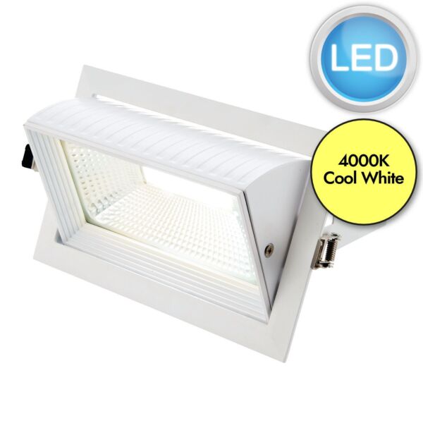 Saxby Lighting - Axial - 78542 - LED White Clear Glass 35w 4000k Rectangle Recessed Ceiling Downlight