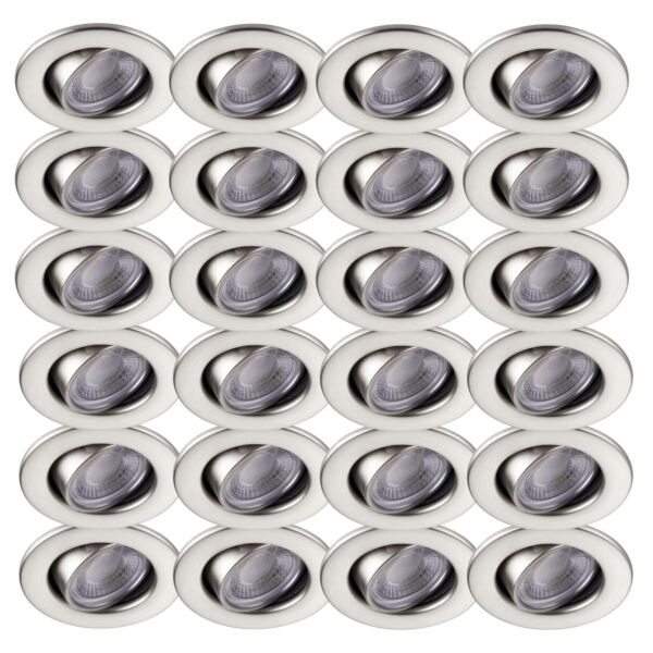 Set of 24 Satin Nickel Fire Rated 6W LED 3000K Tilt Recessed Downlight