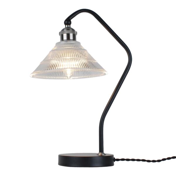 Matt Black With Fluted Glass Table Lamp