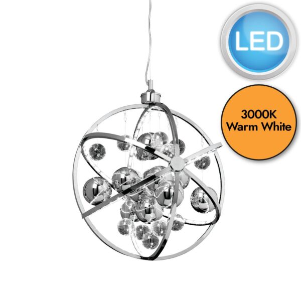 Endon Lighting - Muni - MUNI-CH - LED Chrome Glass Ceiling Pendant Light