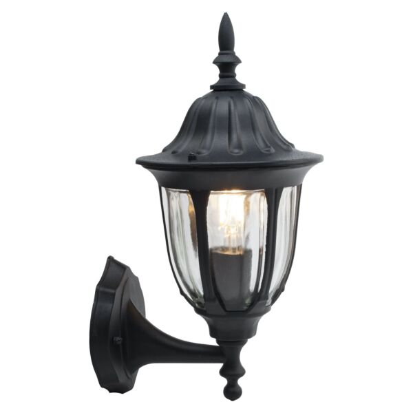 Durham - Black with Clear Glass IP44 Outdoor Lantern Style Wall Light