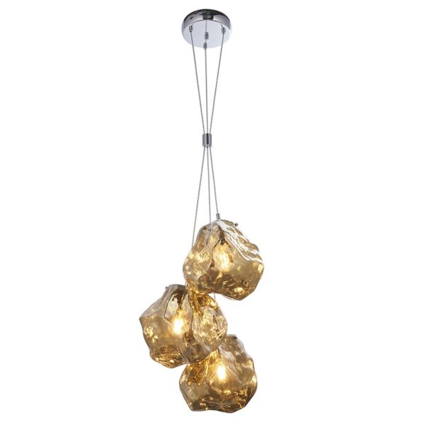 Endon Lighting - Rock - 97660 - Chrome Bronze Glass 3 Light Ceiling Pendant Light